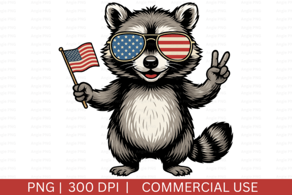 Celebrate with a Charming July 4th Raccoon PNG