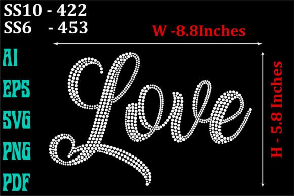 Love Text Rhinestones Template: Creative Design Solutions