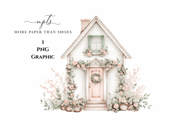 Shabby Chic Pastel House: A Cozy Graphic for Autumn Designs