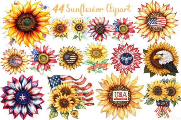 Sunflower 4th of July Clipart: Vibrant Designs for Creative Projects