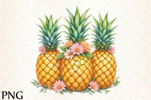Vibrant Summer Pineapple Clipart PNG for Creative Design